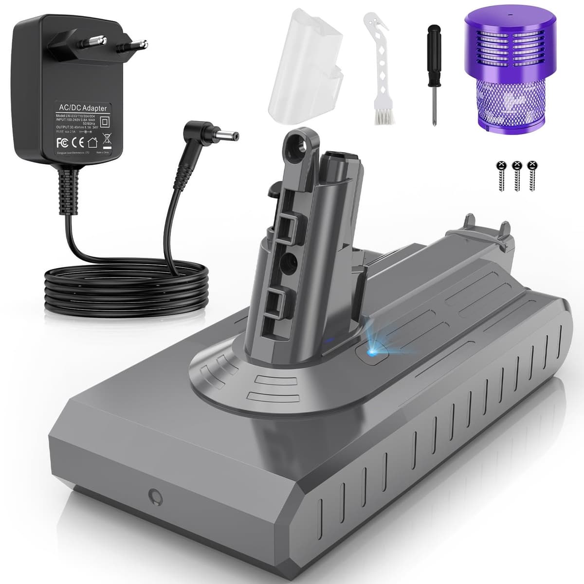 Vervangende 3900mAh V11 Accu voor Dyson met Oplader en Gereedschap — afbeelding 1