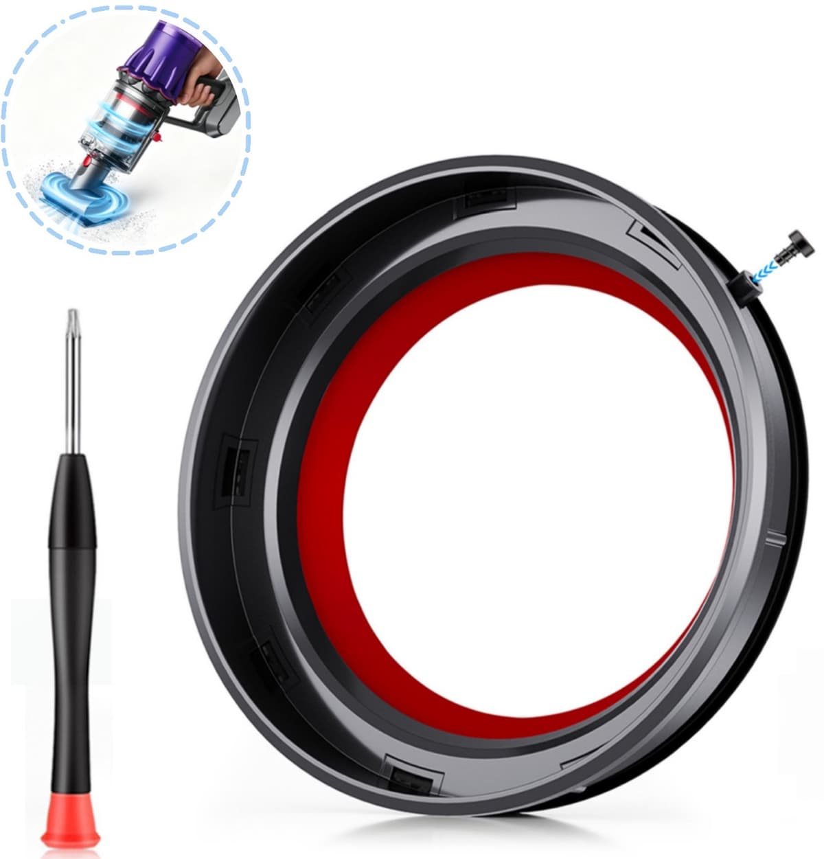 Vaste afdichtingsring voor de stofbak - Siliconen afdichtingsring voor de bodem van de stofbak - Geschikt voor Dyson V11 V15 SV14 SV15 SV22 stofzuigers - Vervangingsonderdeel + T8-schroevendraaier — afbeelding 1