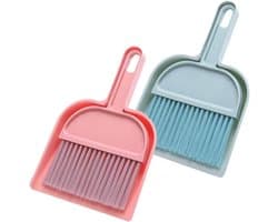 Mini Stofzuiger Bezemset - Tafelreiniger - Bureau Schoonmaken - Compact Lichtgewicht - 20.5 cm - Diverse Kleuren