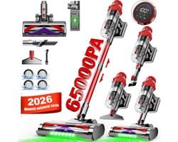 Elekiatech - Steelstofzuiger Draadloos - 65000Pa - 70 Min Gebruikstijd - 8-in-1 Filtersysteem - Rood