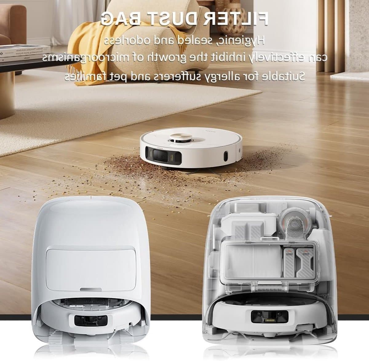 Stofzuigerzakken voor robotstofzuigers, meerlaags vlies, lekvrij design, 4 stuks, 2,5 liter capaciteit, accessoires voor optimale reiniging — afbeelding 1