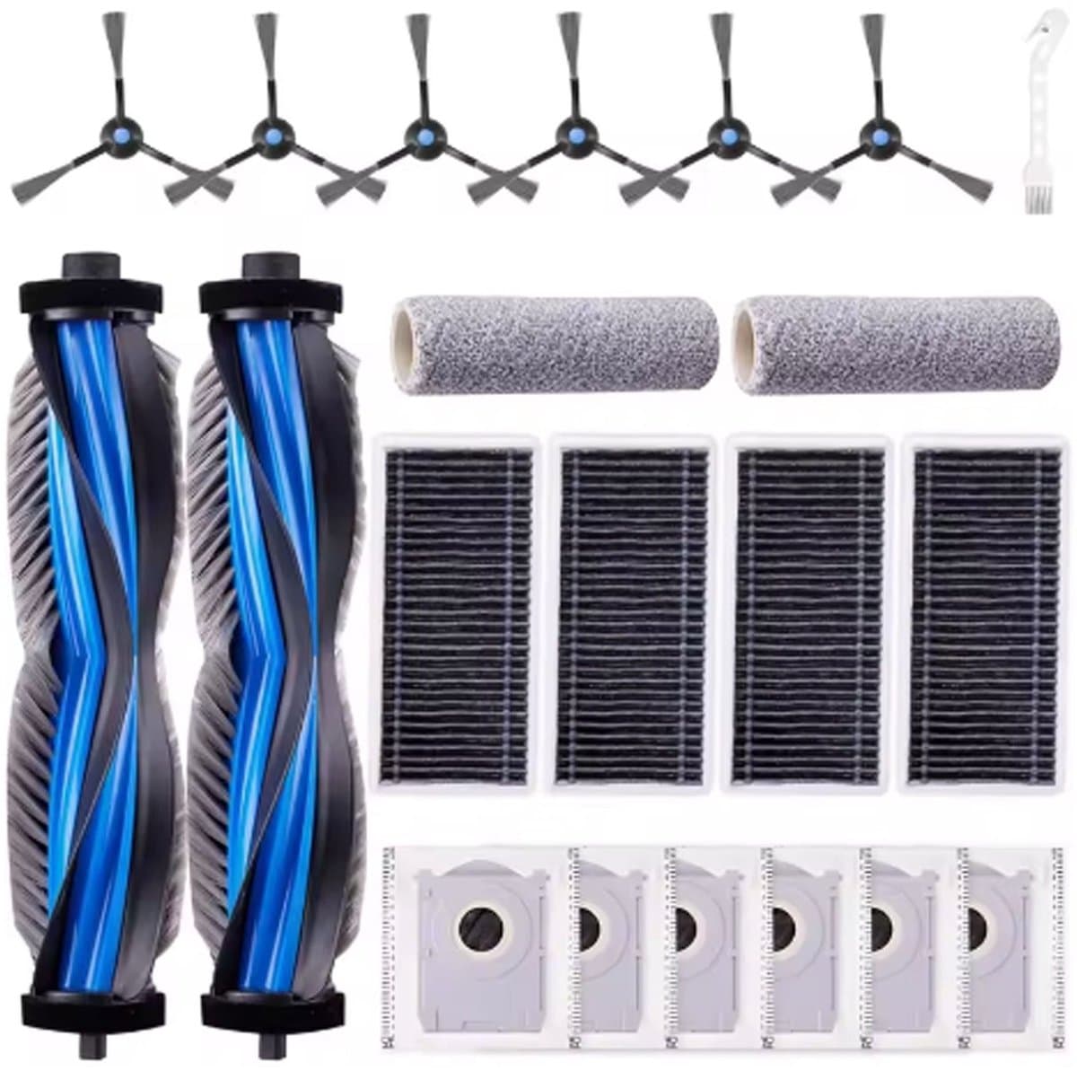21-delige -2 rolborstel, 2 borstelrollen, 6 zijborstels, 6 stofzakken, 4 HEPA-filters en 1 Reinigingsborstel- Voor ECOVACS DEEBOT X8 Pro Omni/ X8 Omni robotstofzuiger — afbeelding 1