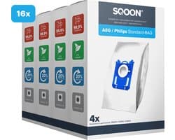 SQOON® Stofzuigerzakken - Geschikt voor AEG (VX8.2 Silence, VX7, VX6, GR201S, GR201M), Philips (3000 Series, Power Go, Performer) en Electrolux (Standard Bag, XXL130, Ergospace) - Hoogwaardige Kwaliteit! - 16 stuks