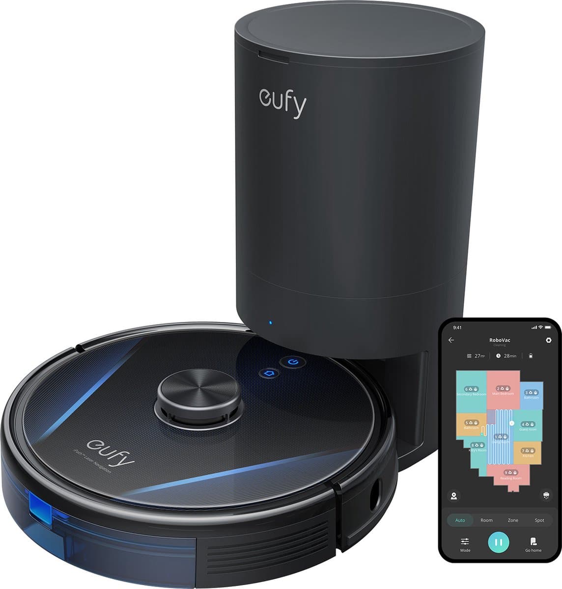 eufy RoboVac LR30 Hybrid+ robotstofzuiger en dweil met cleaning station, iPath Laser Navigation, 3000Pa-zuigkracht — afbeelding 1