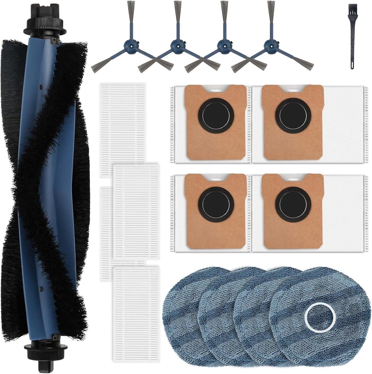 19-delige accessoireset voor de Eufy Omni C20 robotstofzuiger, inclusief 1 hoofdborstel, 4 stofzakken, 4 dweilpads, 4 HEPA-filters, 4 zijborstels en 1 reinigingsborstel — afbeelding 1