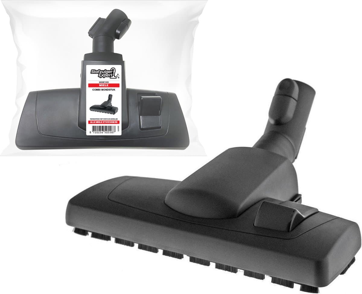 Combi Stofzuigermond geschikt voor Miele + Klik - A-Kwaliteit Miele Zuigmond - Als Origineel: Miele Borstel (Miele AllTeQ vervangende Mondstuk) geschikt voor Alle Miele stofzuigers CX1, C3, C2, C1, S8, S6, S5, S4, S2, S8000, S6000, S5000, S4000 etc. — afbeelding 1