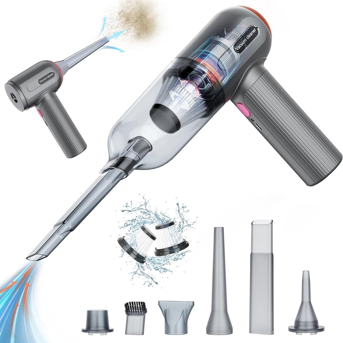 Krachtige Handstofzuiger 9000PA - Draadloze Autostofzuiger - 3-in-1 Handheld Stofzuiger - USB Oplaadbaar - Nat/Droog - Thuis Kantoor Auto — afbeelding 1