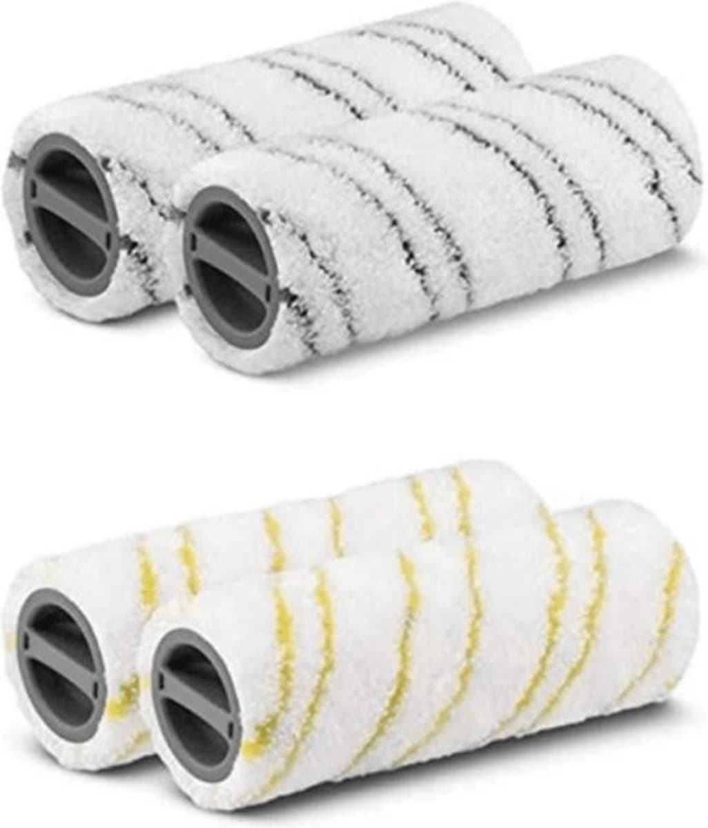 Set 4x Rollen geschikt voor Karcher FC3 FC5 2.055-007.0 Stofzuiger Nat En Droog Roller Borstel - Stofzuigeraccessoires-Niet origineel, alleen geschikt voor — afbeelding 1