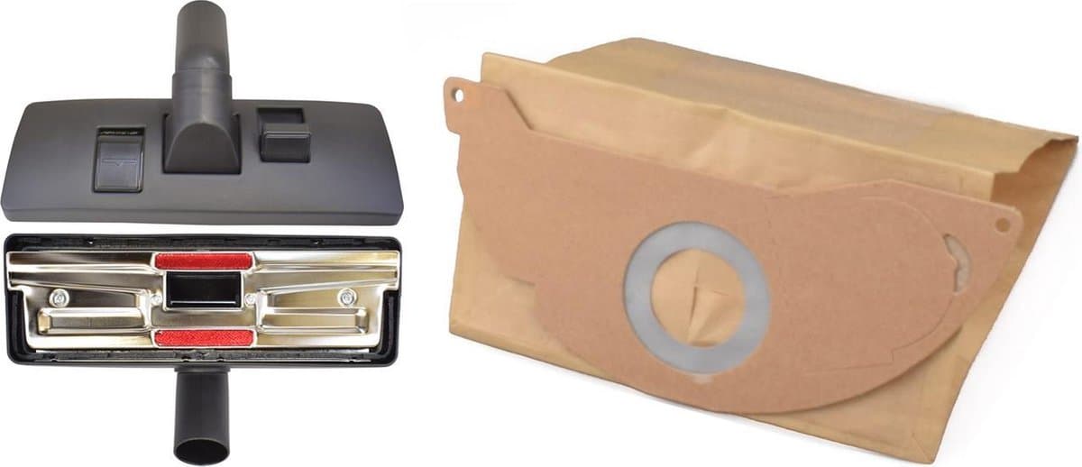 Geschikt voor KARCHER. 10 stuks. Stofzuigerzakken en Combinatie zuigmond voor WD2, MV2, WD2200, WD2210, WD2240, WD2250, A2003, A2004, A2014, A2024, A2054, A2064, A2074, A2322, Papier. COVAKO Merk — afbeelding 1