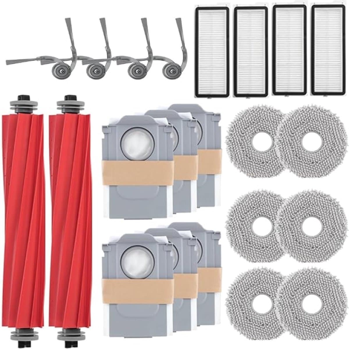 Accessoire-vervanging voor Roborock Qrevo serie - QV 35A, QV 35S, QR 598, QR 798 robotstofzuiger, 2 hoofdborstels, 4 zijborstels, 4 HEPA-filters, 6 reinigingsdoeken, 6 stofzakken — afbeelding 1