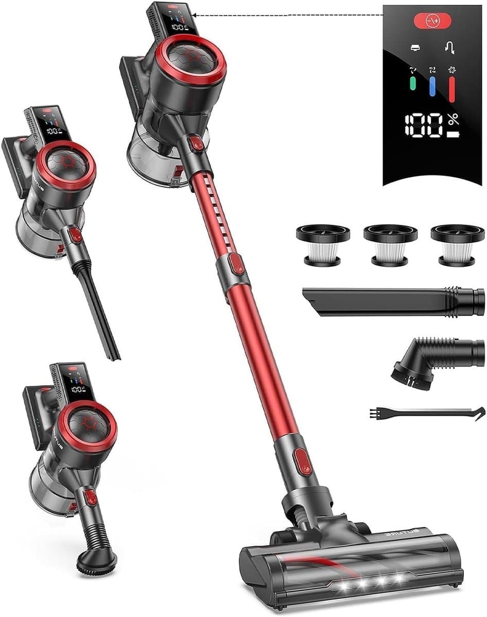 Draadloze Stofzuiger - Elektrische Bezem - Huishouden Schoonmaken - Automatische Modus - 15 Liter - Rood — afbeelding 1