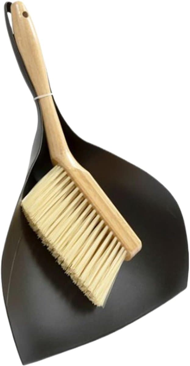 Mini Bezem en Stoffer - Kleine Veegset - Snel Opruimen - Ergonomisch Houten Handvat — afbeelding 1