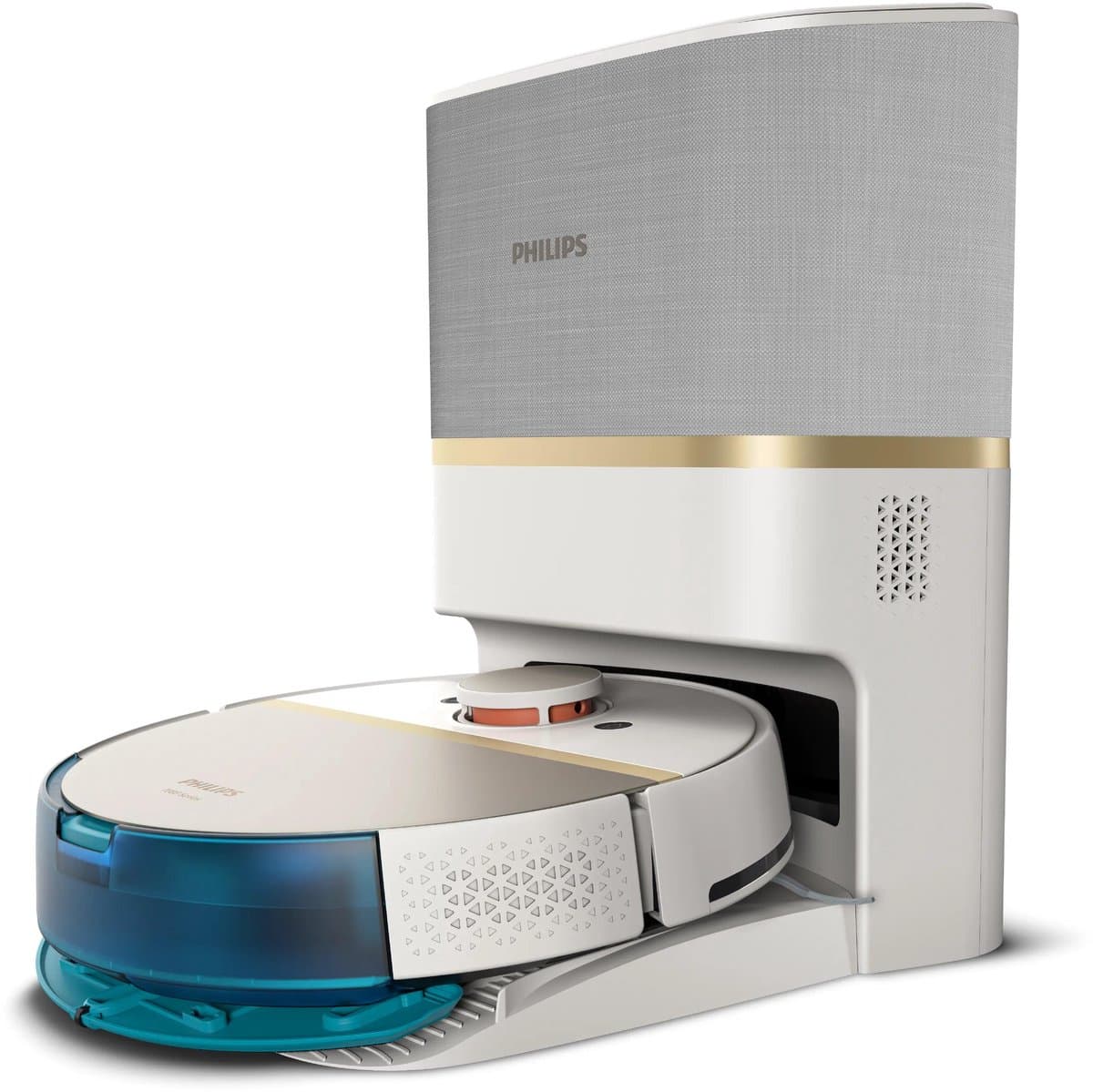 Philips HomeRun Aqua 7000 Series XU7100/02 - Robotstofzuiger met Dweilfunctie - Incl. Laadstation - Wit / Goud - App Connected — afbeelding 1
