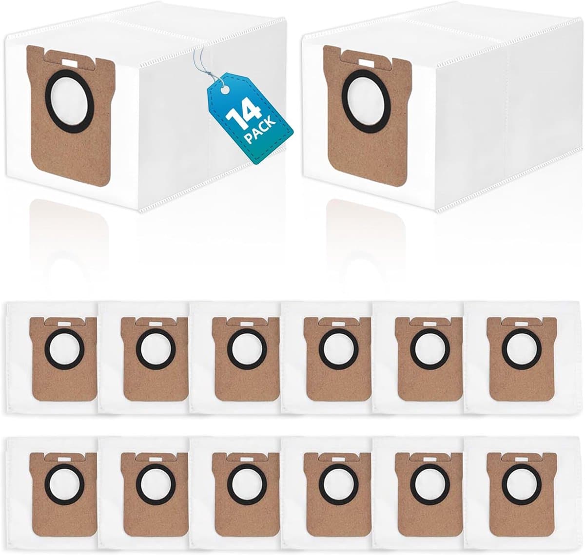 14 stuks stofzuigerzakken - compatibel met Dreame D10 Plus D10s Plus Z10 Pro L10 Plus robotstofzuiger- 2,5 liter automatisch afsluitende stofzak - vervanging voor dierenhaar en dagelijks vuil -meerlaagse filtratie — afbeelding 1