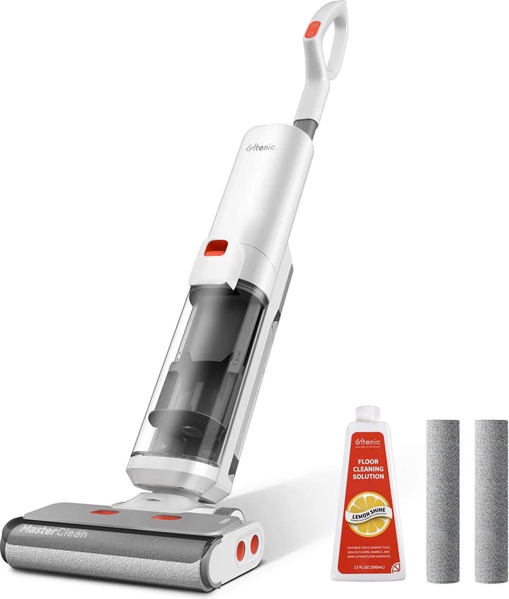 Steelstofzuiger Draadloos - Steelstofzuiger - Stofzuiger - Steelstofzuiger Snoerloos - Krachtige Zuigkracht - 15KPa - 2L watertank - Dual Edge Cleaning - 45min looptijd - Smart LED-display - 200W - 21,6V - 4000mAh - Wit — afbeelding 1