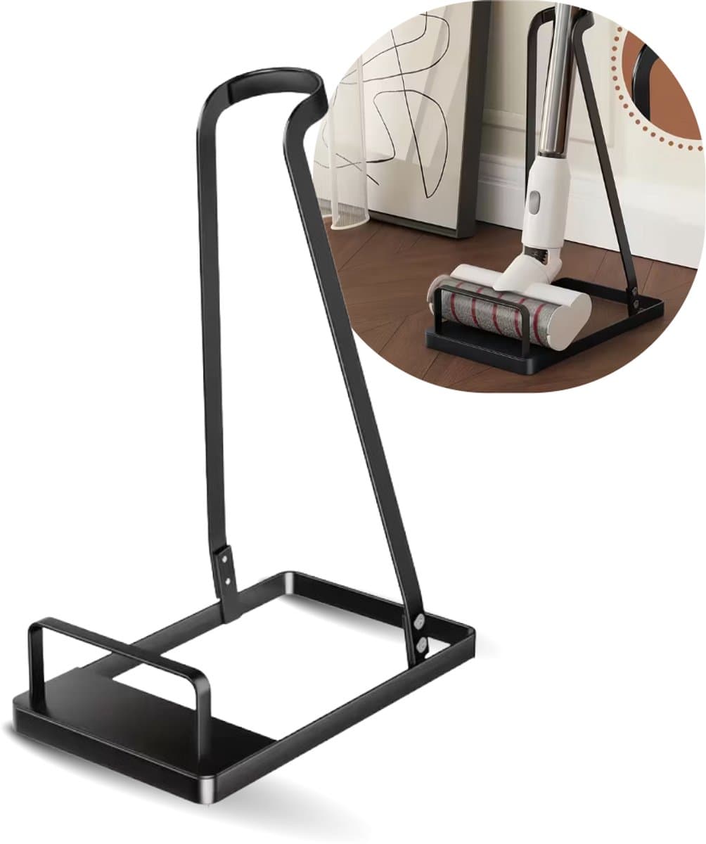 Universele Stofzuiger Standaard – Zwart Staal – Voor Steelstofzuiger & Kruimeldief – Vrijstaand Docking Station – Ruimtebesparende Stofzuigerhouder / Staander - Zonder Boren — afbeelding 1