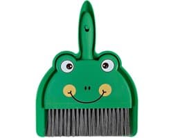 Mini Bezempje - Stoffer en blik - Kleine ruimtes schoonmaken - Compact opbergontwerp - 25 cm - Groen