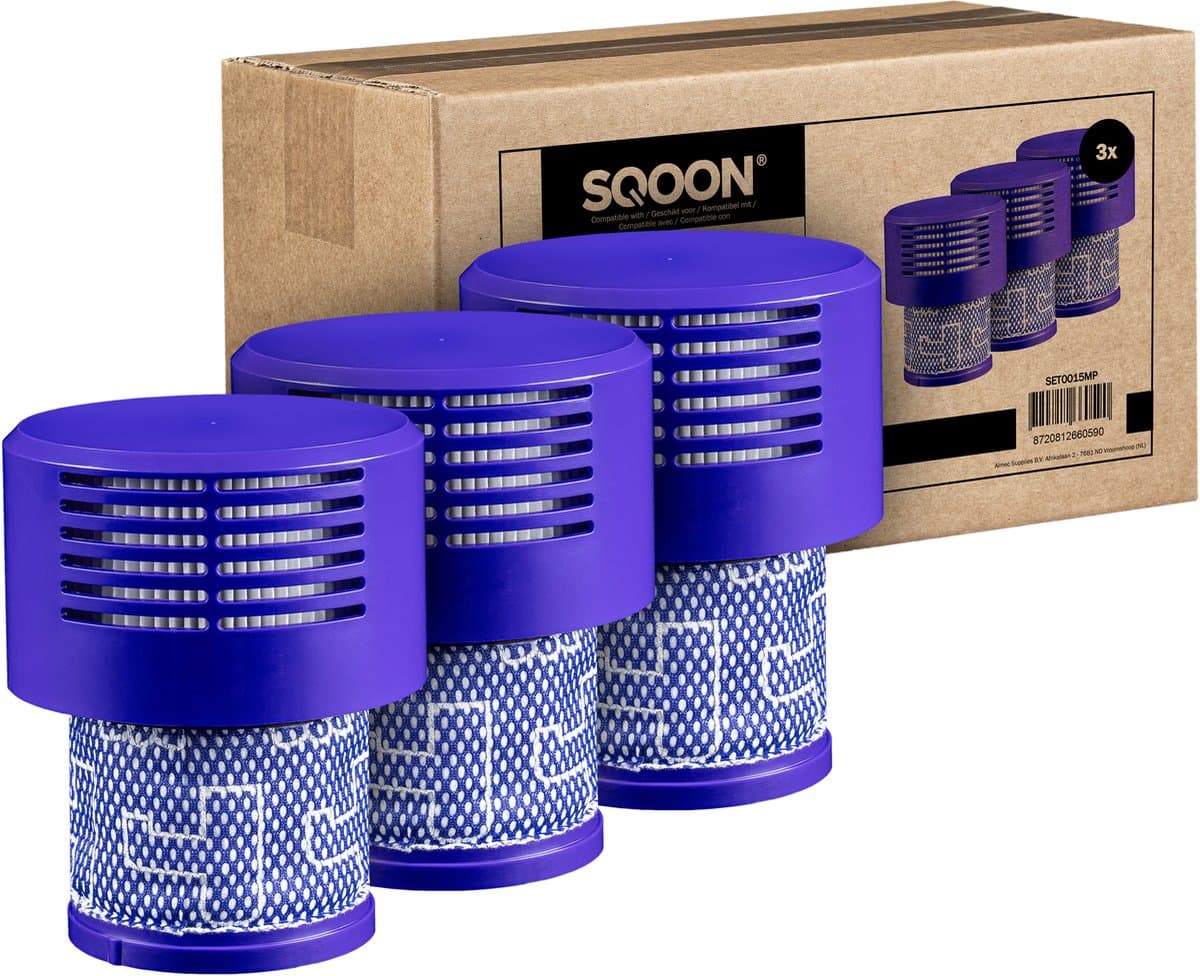 SQOON® Filterset geschikt voor Dyson V10 - Gelijk aan model: 969082-01 - 3 STUKS - Perfect voor het vervangen van verstopte of versleten filters — afbeelding 1