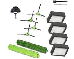 Accessoirekit voor geschikt voor iRobot geschikt voor Roomba stofzuigers – 1 rubberen rolborstel – 1 zwenkwiel – 4 HEPA-filters – 4 zwarte zijborstels