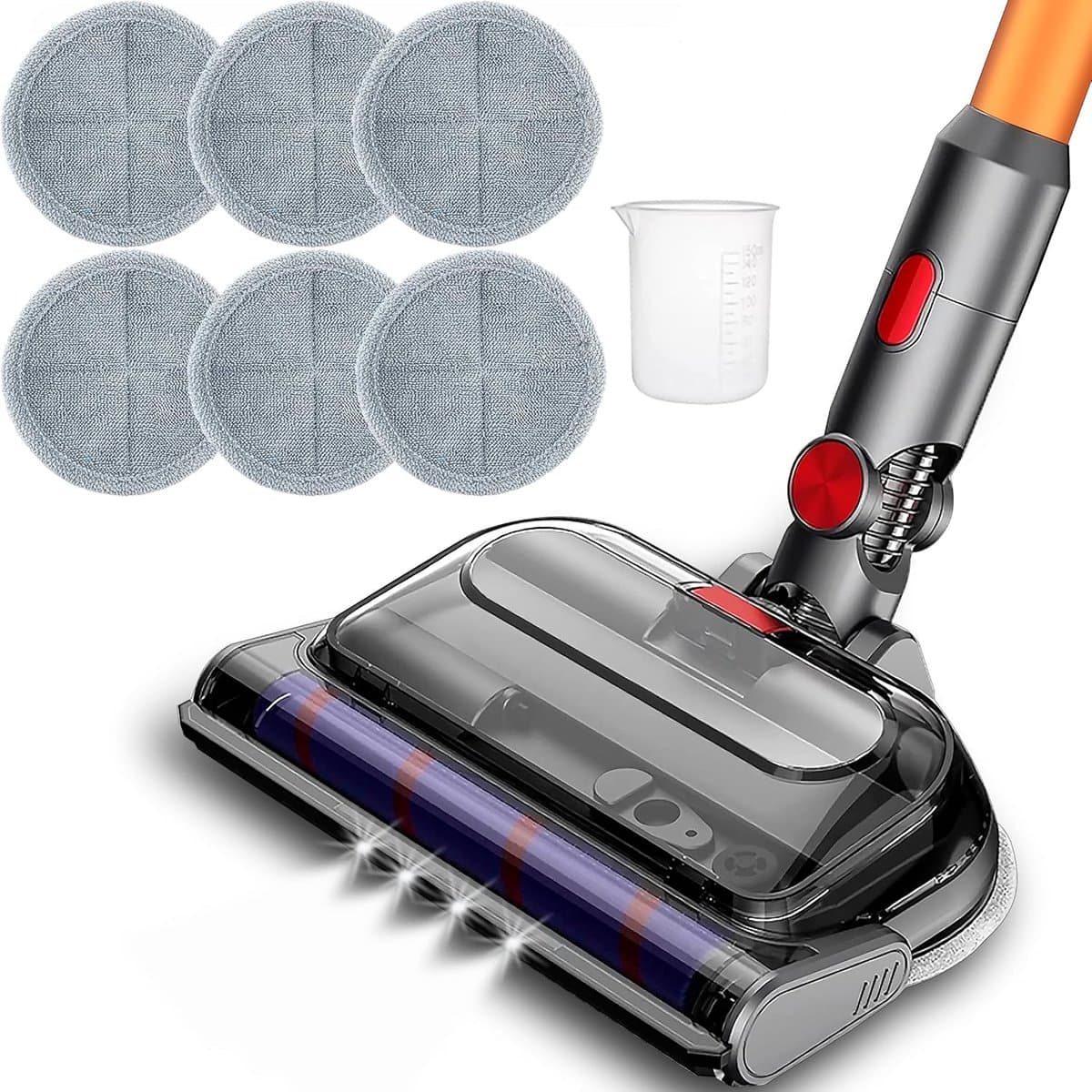 Motoriseerde Turbo Mopborstel Geschikt voor Dyson V7 V8 V10 V11 V15, Aspireert & Wist, Geschikt voor Marmer & Houten Vloeren, Inclusief Microvezeldoek — afbeelding 1