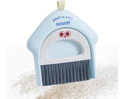 Stofblik en Bezem - Reinigingsset - Snel Opruimen - Compact Ontwerp - 18.5 x 17 cm - Blauw