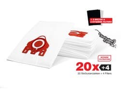 20x PREMIUM PRO FJM 3D Stofzuigerzakken Geschikt voor Miele - 20 Stofzakken + 2 Hygiëne en 2 Motor filter meegeleverd! Premium kwaliteit zakken - Cat & Dog - Anti Allergie -Geschikt voor o.a. Miele C2, C1, S6, S4, S6000, S4000, S700, S500, S300