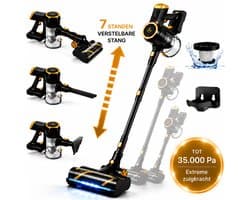 AG4200 Steelstofzuiger Draadloos - Stofzuiger Zonder Zak - Geschikt voor Dierenharen - Tot 35000Pa - Krachtig - Kruimeldief - Draadloze Stofzuigers - Steelstofzuigers - Kruimelzuiger - Compact & Licht - LED verlichting Zuigmond - Premium Gold