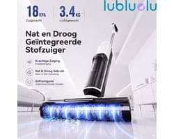 Lubluelu T8 nat- en droogzuiger - 18Kpa Draadloze Nat- en droogzuiger met zelfreinigend systeem– Alles-in-één vloerreiniger - 960ML Grote watertank - Snel opladen - Geschikt voor Harde vloer