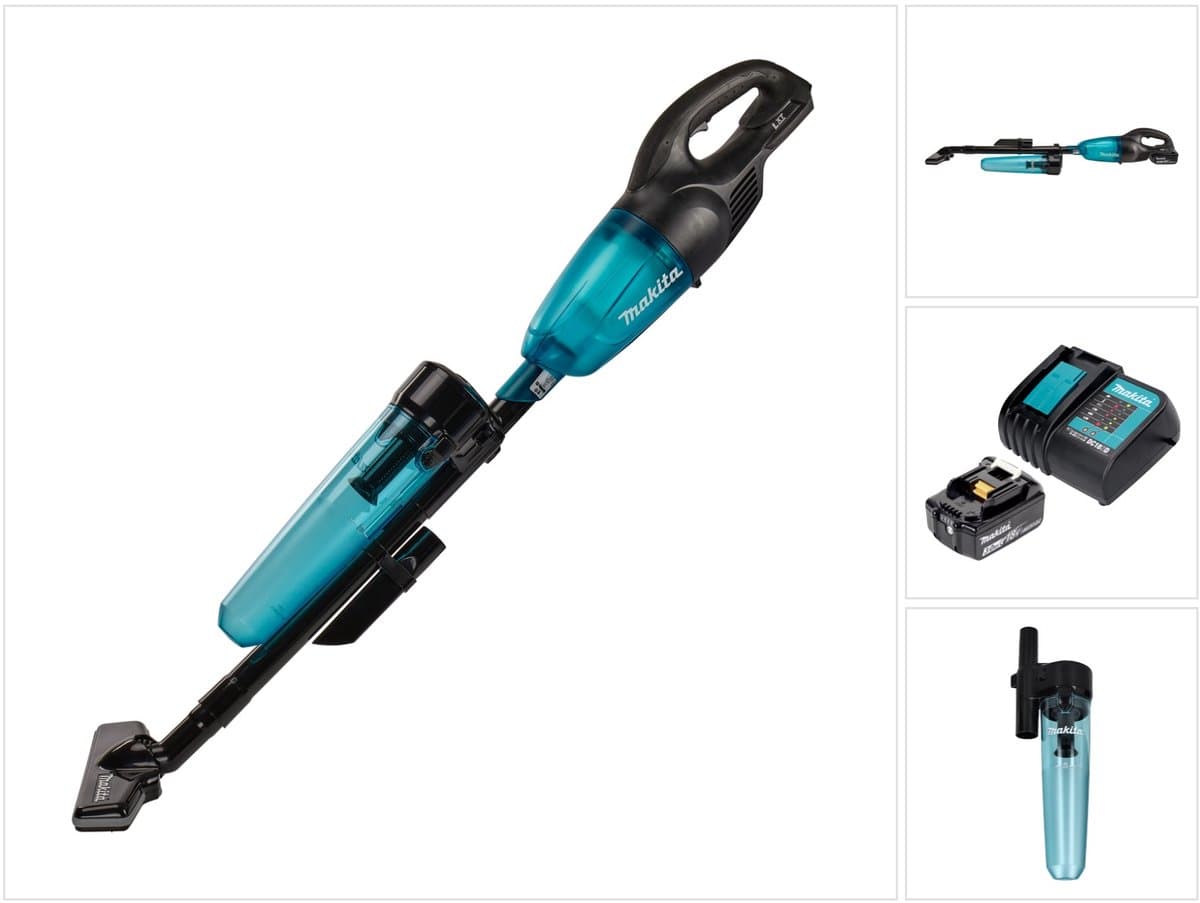 Makita DCL180SFCB Accu Steelstofzuiger Zwart Blauw + Stofafscheider 18V 3.0Ah — afbeelding 1