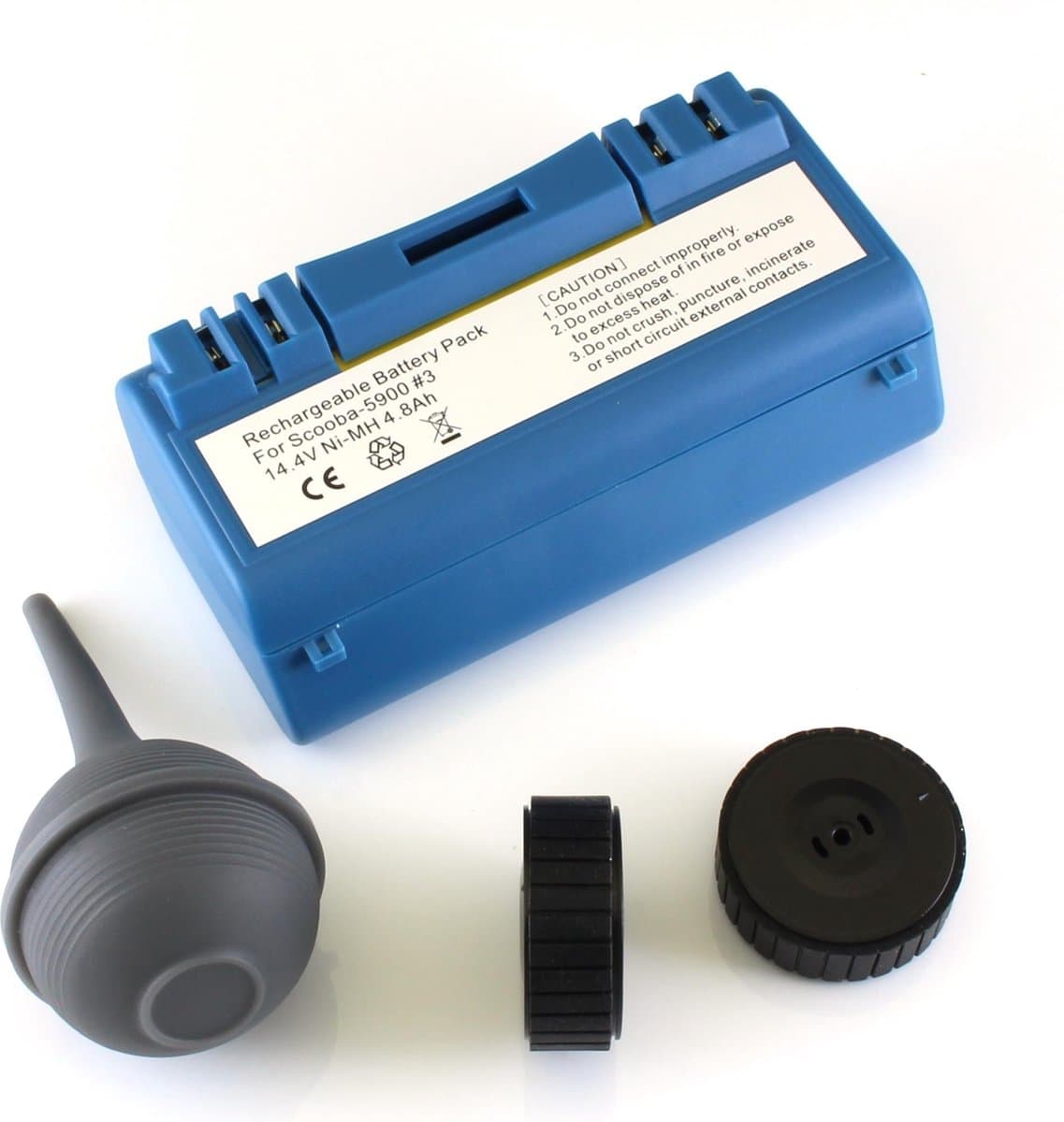NiMh batterij 4800 mAh voor Scooba (385, 5800, etc) met 2 wieltjes en zuigbol — afbeelding 1