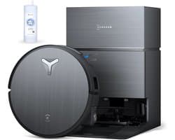 ECOVACS DEEBOT X11 PRO OMNI Robotstofzuiger – 19.500 Pa – PowerBoost snelladen–OZMO roller dweil –ZeroTangle 3.0 anti-haarwikkel –AI vlekdetectie 2.0 – OMNI 2.0 station Zelfreinigend – voor harde vloeren en tapijt-Zwart-1000ml Schoonmaakmiddel