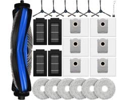 24-delige vervangingsset voor Ecovacs Deebot T50 Pro Omni / T50 Pro Omni Gen2 robotstofzuiger, inclusief 1 hoofdborstel, 6 stofzakken, 4 filters, 6 zijborstels, 6 dweilpads en 1 reinigingsaccessoire