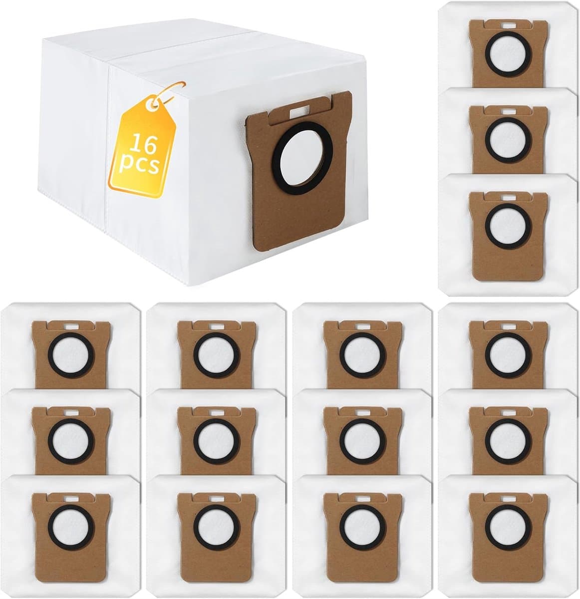 16 stuks stofzakken voor Dreame L10s Ultra / L10 Ultra / L20 Ultra /S10/S20, compatibel met Xiaomi X10+ / X20+/X10/X20/L10/M40 stofzak vervangende stofzuigeraccessoires (3,2 l grote capaciteit) — afbeelding 1