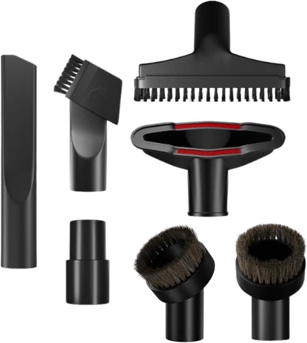 7-delige stofzuigermondset, universele zuigmondenset, stofzuigeraccessoires, multifunctioneel mondstuk en borstelset, universele borstel voor auto, tapijt-accessoires, geschikt voor Kärcher, Miele — afbeelding 1