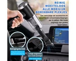 Mini Handstofzuiger Draadloos 6000Pa – Krachtige Auto Stofzuiger – Draagbare Kruimeldief – USB Oplaadbaar – Voor Auto, Huis & Kantoor
