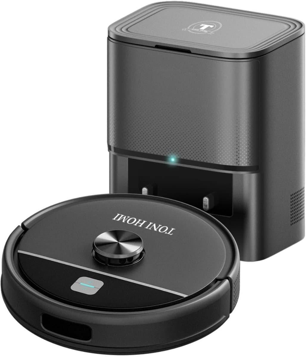 TONIHOMI® R8 - Robotstofzuiger met dweilfunctie - Automatisch legen - Robotstofzuiger met laadstation - LDS Laser navigatie - Met app - Zwart — afbeelding 1