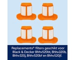 Replacements® filters geschikt voor Black & Decker Bhhv520bt, Bhhv520bfp, Bhhv320b, Bhhv320j, Bhhv520bf en Bhhv520jf