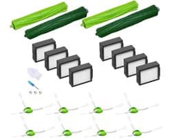Onderdelen Accessoires sets gescht voor iRobot Roomba e5 e6 i7 i3 J7 i1 i8 Combo j5 i5+, 2x centrale rollen; 8x Filters; 8x zijborstels