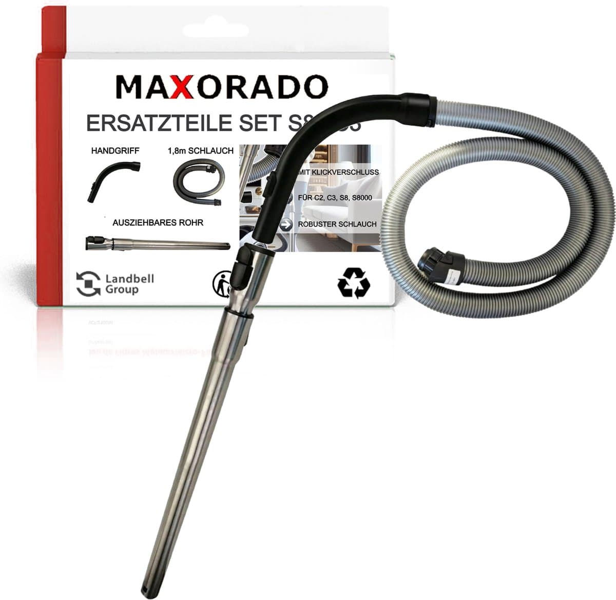 Maxorado Stofzuiger Set 3-delig geschikt voor Miele - Telescopische buis + handgreep + stofzuigerslang voor Complete, C3, S8 SERIES, 10563760, 7863552, 7863553, 7863554, 7863555 — afbeelding 1