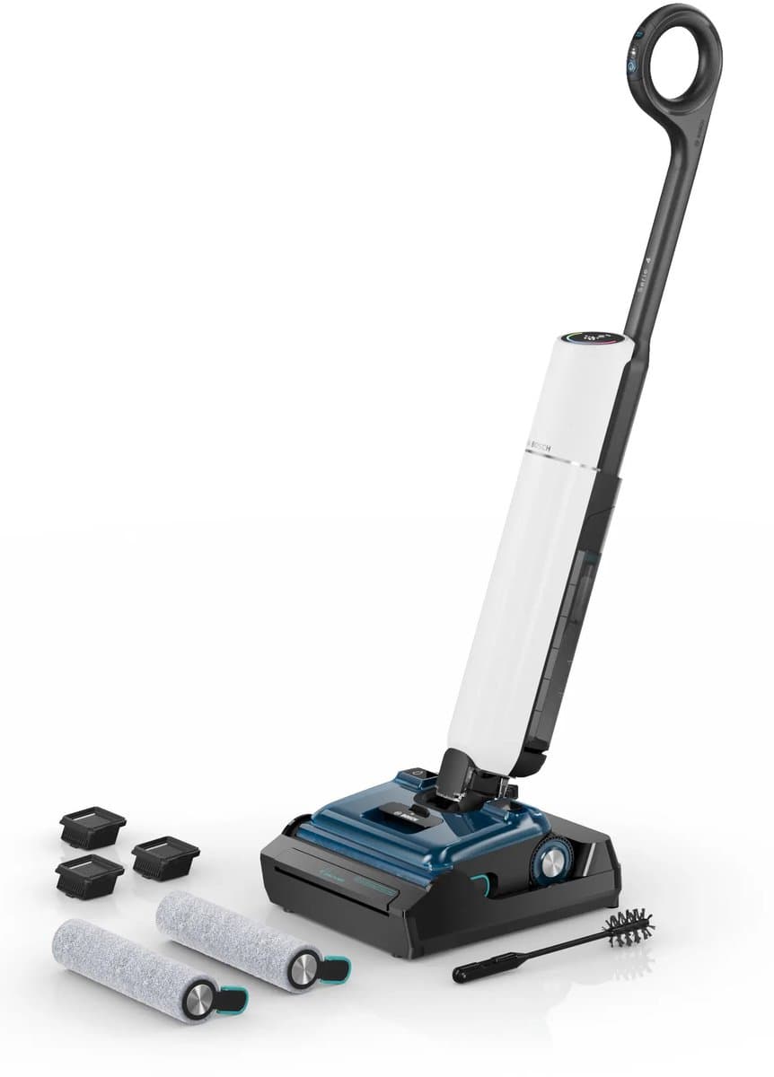 Bosch Serie 4 BHF41WL steelstofzuiger & elektrische bezem Verticale stofzuiger Batterij Droog en nat Zakloos Zwart, Blauw, Wit 4 Ah — afbeelding 1