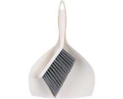 Mini Stoffer Blik - Reinigingsset Desktop - Bureau Schoonmaken - Gecombineerde Opslag - 29 cm - Wit Grijs