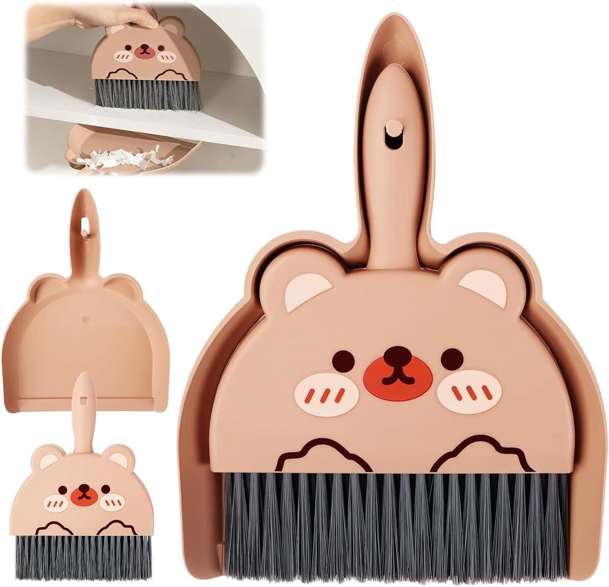Handveger met Blik - Mini bezemset - Bureau reinigen - Schattig eend design - 23.3 x 17 cm - Geel — afbeelding 1