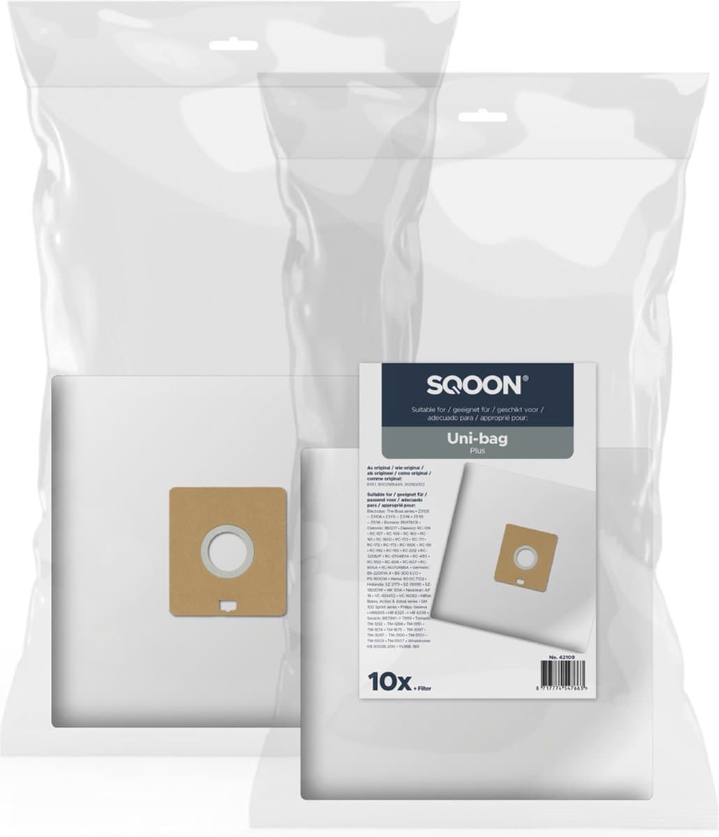 SQOON® Stofzuigerzakken Geschikt voor Uni-Bag Plus - 10 Stuks — afbeelding 1