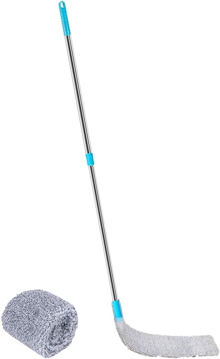 Intrekbare stofreiniger - Platte borstel Spleetreiniger - Diep reinigen - Afneembare en wasbare microvezel - 2 verwisselbare hoezen - Blauw — afbeelding 1