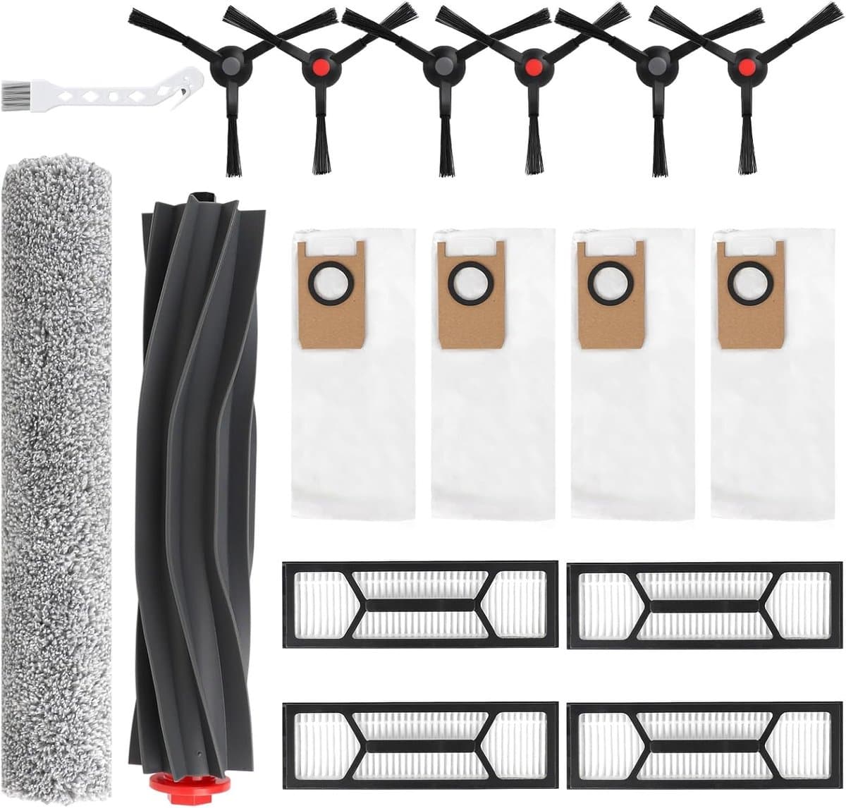 17 STKS Accessoires Kit gescht voor eufy Omni S1 Pro/Omni S1 Robot Stofzuiger, Vervangende Onderdelen Hoofdborstel, Rolling Mop, Zijborstel, Wasbaar Filter, Stofzak — afbeelding 1