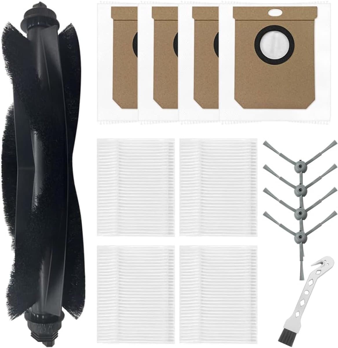 Accessoirekit Geschik voor Eufy Clean L60/L60 SES/L50/L50 SES/L60 hybride robotstofzuiger, 1 hoofdrolborstel + 4 zijborstels + 4 filters + 4 stofzakken + 1 reinigingsborstel — afbeelding 1
