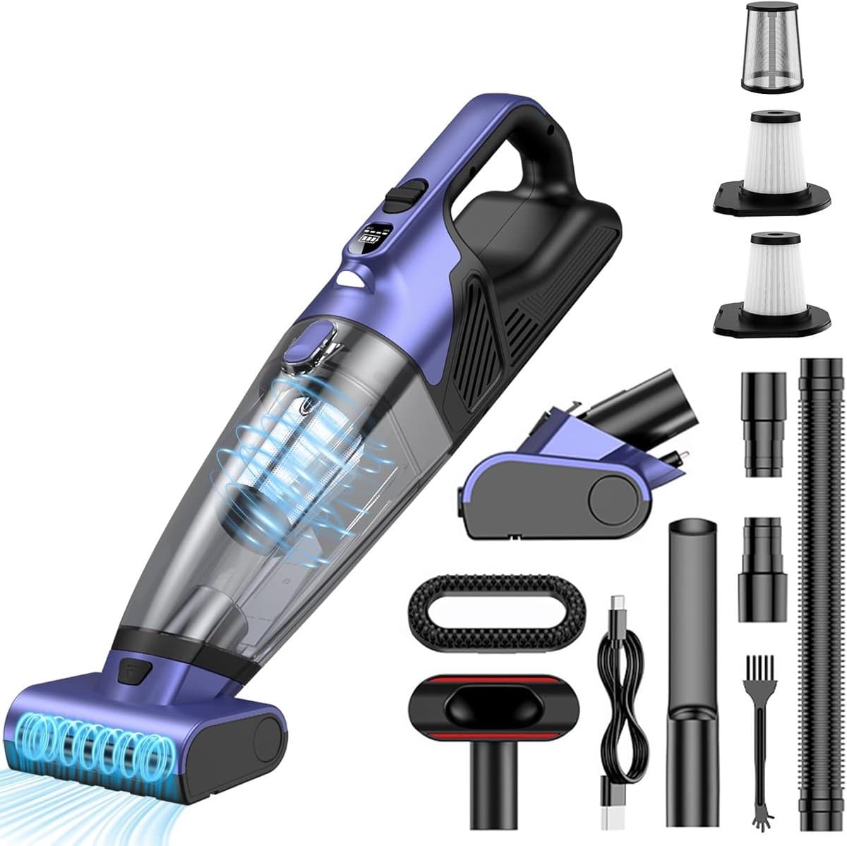 SnelShoppen - Handheld Stofzuiger Draadloos 17000Pa - Mini Oplaadbare Stofzuiger voor Auto, Huis en Camping - Krachtige Zuigkracht, Laag Geluidsniveau — afbeelding 1