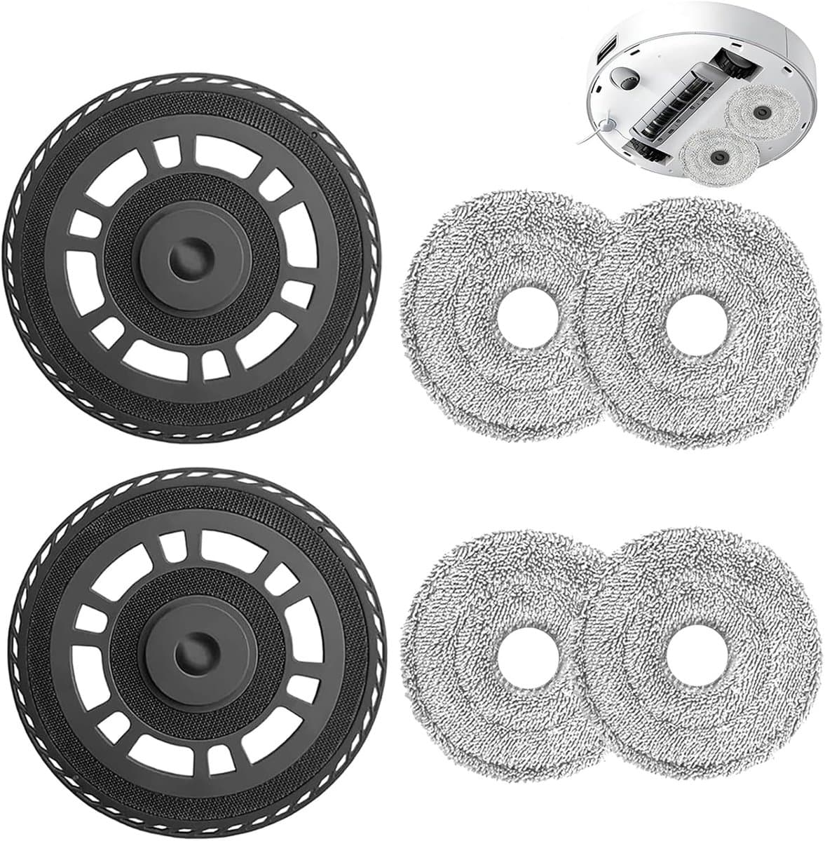 4 Dweildoeken met 2 Reservehouder - Geschikt voor Dreame X30 Serie/ S10 Pro Ultra/ L10s Ultra Gen2/ X40 Ultra Robotstofzuiger - Reserveonderdelen - dweilpads - dweilpads dreame — afbeelding 1