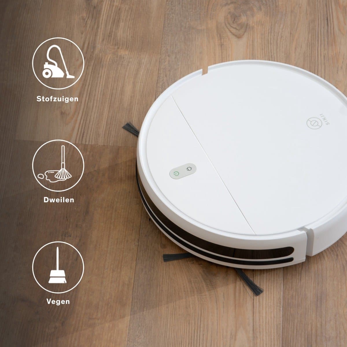 Sinji Smart Robotstofzuiger met Laadstation – Draadloos dweilrobot - Geschikt voor huisdierharen - App Besturing & Planning, Wit — afbeelding 1