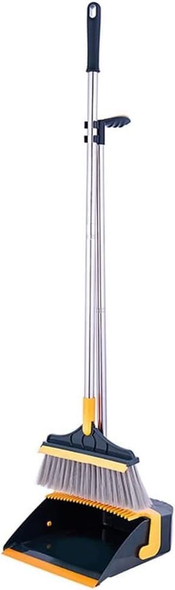 Stoffer en blikset - Reinigingsborstel - Efficiënt reinigen - Driehoekig ontwerp - 95 cm steel - Grijs — afbeelding 1